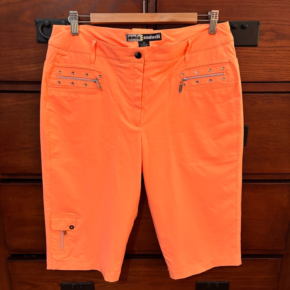 Jamie Sadock Womens Neon Colored Studded Knee Short Golf Shorts Size 10
